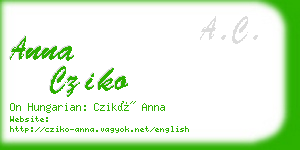 anna cziko business card